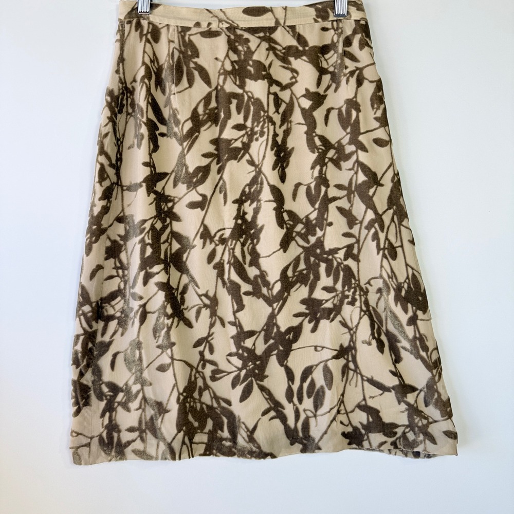 Max Mara Skirt Women 8 Brown Burnout Velvet Floral Made in Italy